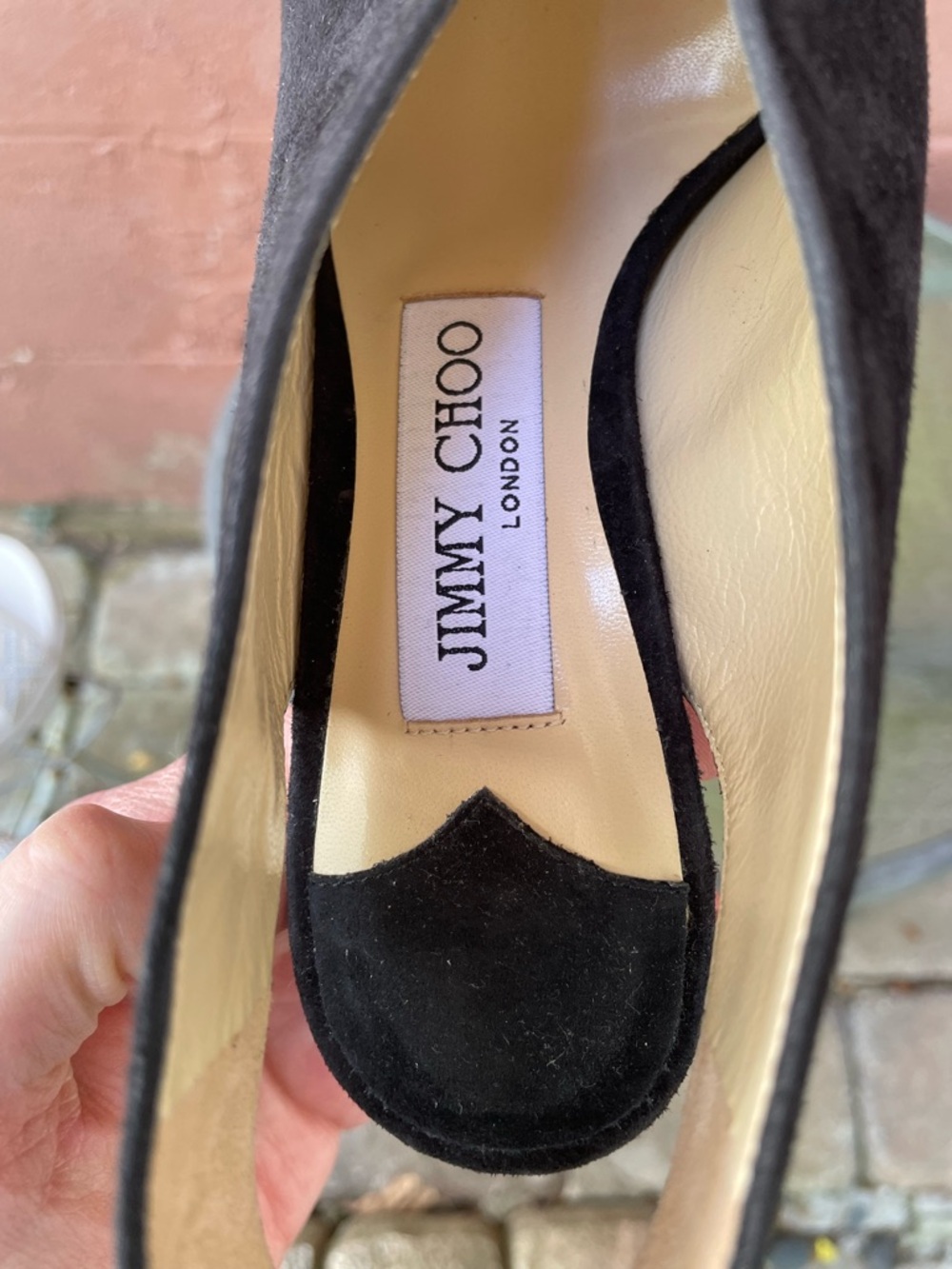 JIMMY CHOO Shar Black Suede Slingback Sandals Heels Size 36.5 - Picture 7 of 14